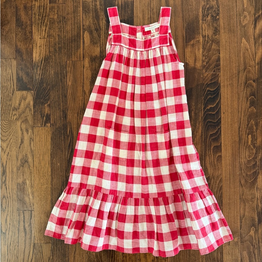 Doen Red and White Checkered Kids Casual Dress